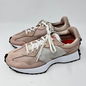 New Balance Women's Light Pink and White Mesh Suede Sneakers
